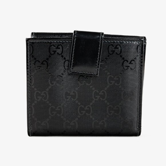 Gucci Vintage Y2K Black Monogram Compact Leather Wallet - Picture 4 of 10